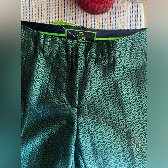 C Wonder Pants Womens Size 2 Deco Geometric Print Green Taffeta NEW - Picture 4 of 15